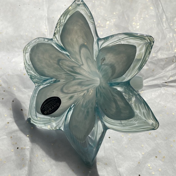 SOLD IN BUNDLE -! Murano Blue Swirl Art Glass Flower - Picture 3 of 9
